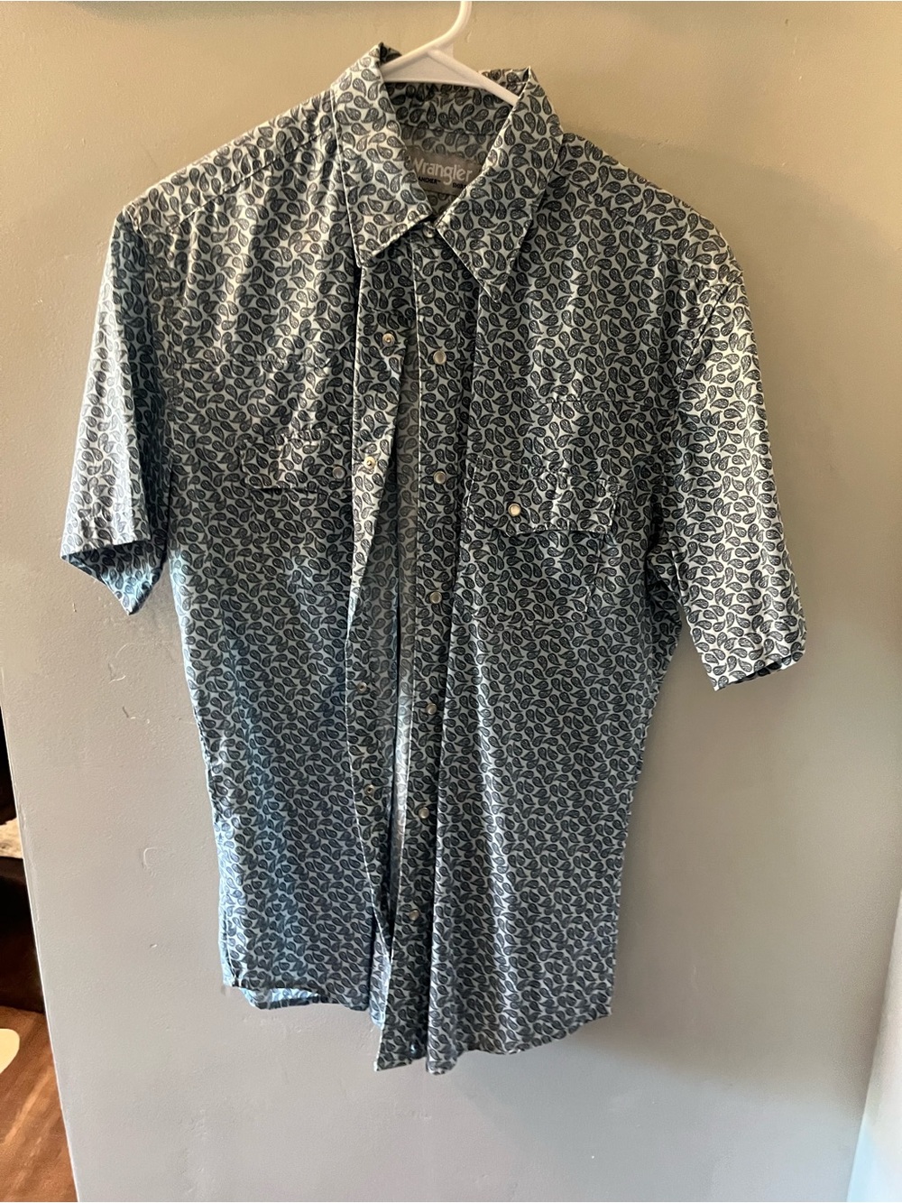 Wrangler Blue and White Paisley Button-Down